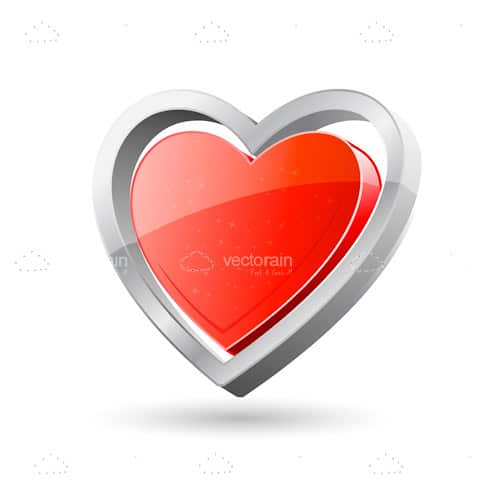 Red Heart with Grey Outline Frame